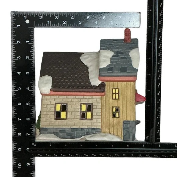 Vintage Christmas Village Florist Porcelain Winter Valley Cottage Lighted House - Picture 8 of 16